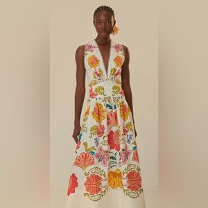 FARM Rio Floral Insects Euroflax Linen Maxi Dress - Size S